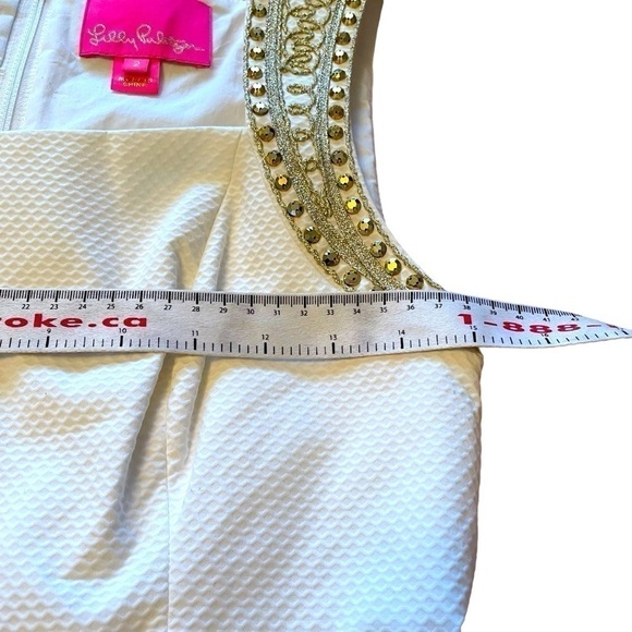 Lilly Pulitzer Dana Stretch White Shift Dress, Size2 Embroidery/Sequins - Picture 8 of 13